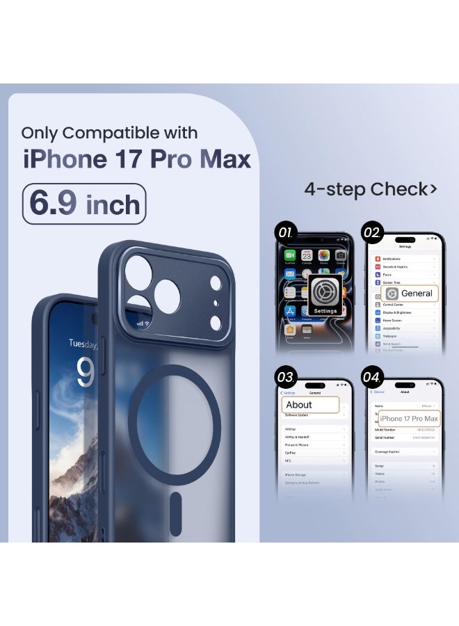 GolbinBox for iPhone 17 Pro Max Case with Stand,Compatible with MagSafe,[Camera Control][Military Drop Protection] Shockproof Slim Translucent Matte Phone Cover for iPhone 17 Pro Max 6.9",Navy Blue - Image 2